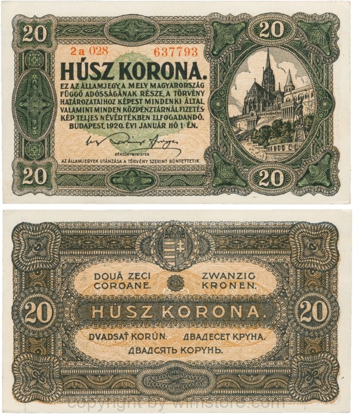 Ungarn, P 061, 20 Korona, 01.01.1920