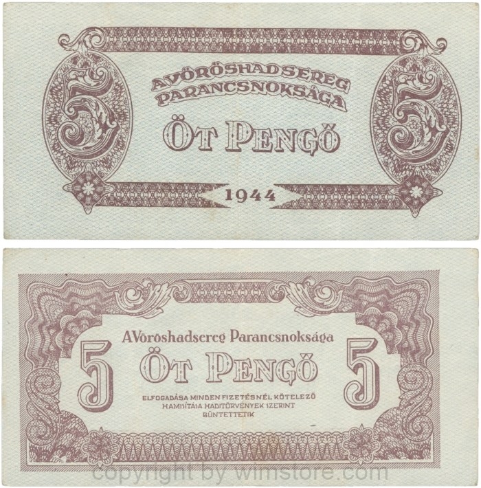 Ungarn, P M4b, 5 Pengö 1944