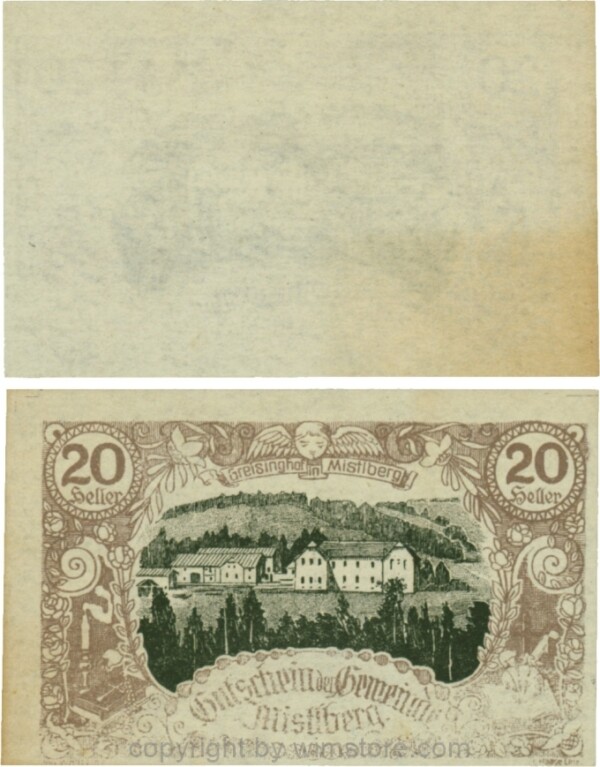 Mistelberg, G0615f, 20 Heller, einseitiger Druck, nicht im Katalog; 2