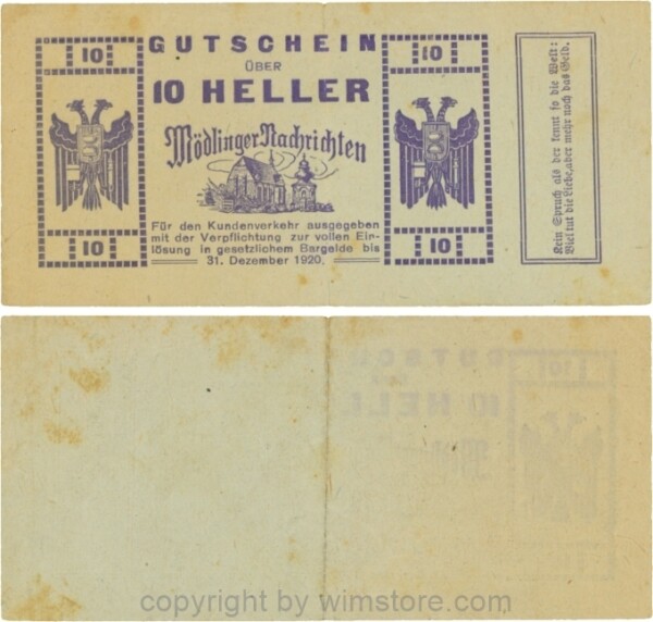 Mödling, P0624a, Privat - Mödlinger Nachrichten, 10 Heller; 5