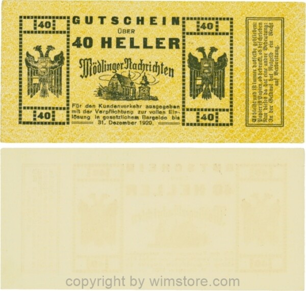 Mödling, P0624a, Privat - Mödlinger Nachrichten, 40 Heller; 1-