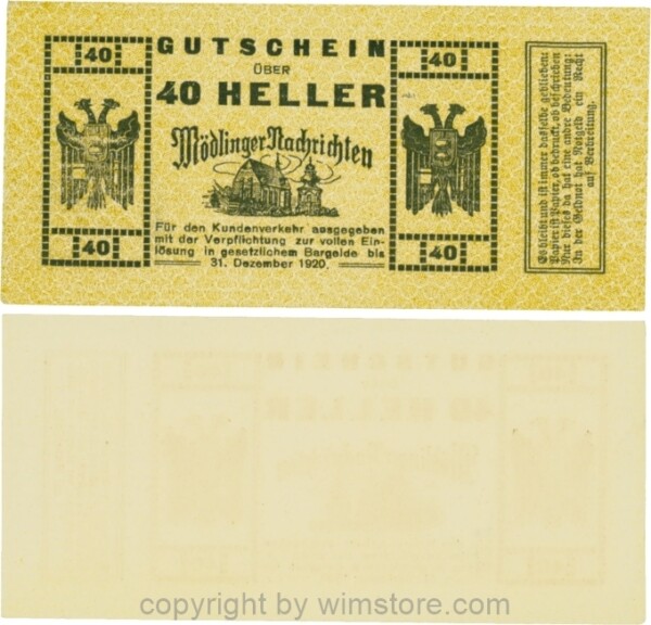 Mödling, P0624a, Privat - Mödlinger Nachrichten, 40 Heller; 1-