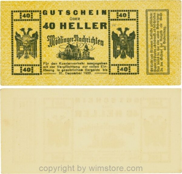 Mödling, P0624a, Privat - Mödlinger Nachrichten, 40 Heller; 2