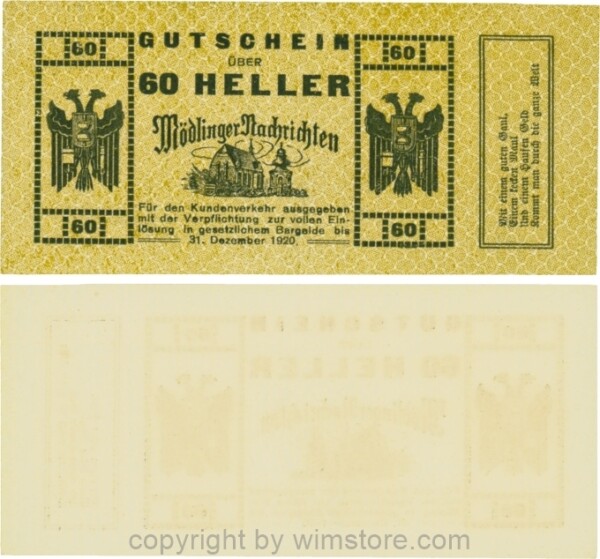 Mödling, P0624a, Privat - Mödlinger Nachrichten, 60 Heller; 1-