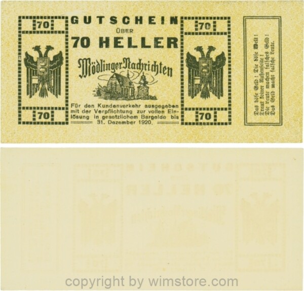 Mödling, P0624a, Privat - Mödlinger Nachrichten, 70 Heller; 1-