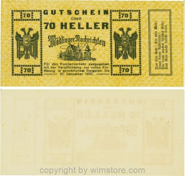 Mödling, P0624a, Privat - Mödlinger Nachrichten, 70 Heller; 1-