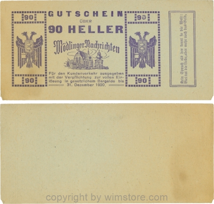 Mödling, P0624a, Privat - Mödlinger Nachrichten, 90 Heller; 2