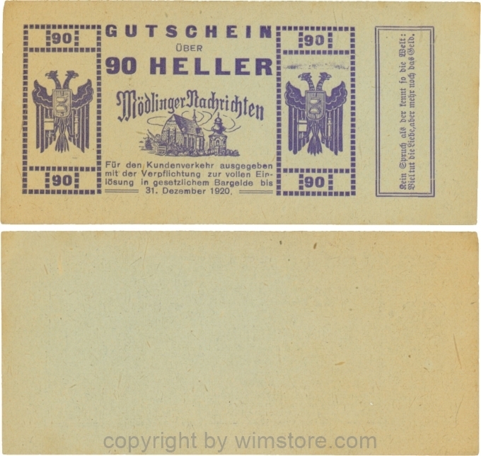 Mödling, P0624a, Privat - Mödlinger Nachrichten, 90 Heller; 2