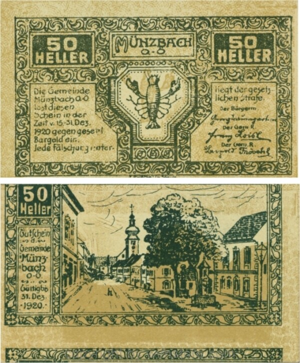 Münzbach, G0636Ii, 50 Heller, braun, Fehldruck; 1