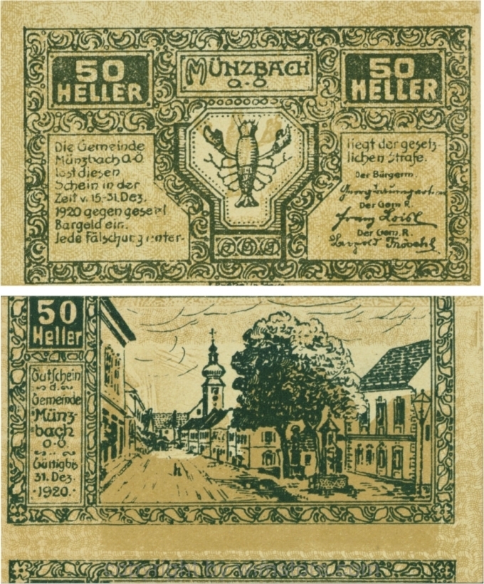 Münzbach, G0636Ii, 50 Heller, braun, Fehldruck; 1