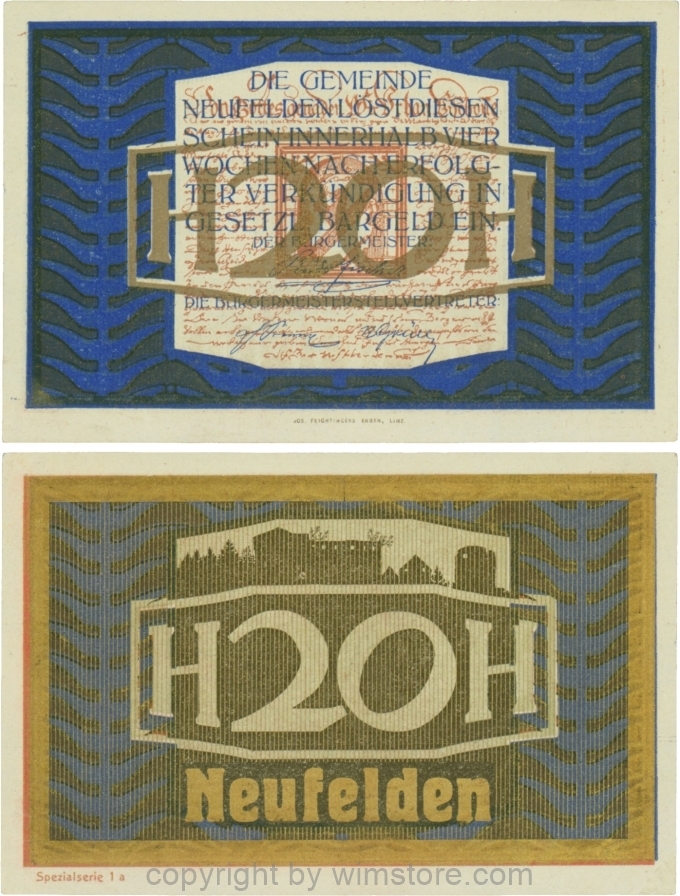 Neufelden, S0644IIa, 20 Heller, Spezialserie 1a; 1-
