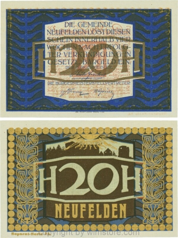Neufelden, S0644IIc, 20 Heller, Separat-Serie 2A; 1-