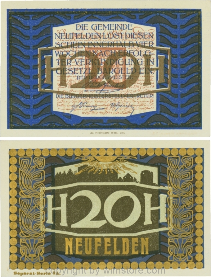 Neufelden, S0644IIc, 20 Heller, Separat-Serie 2A; 1-