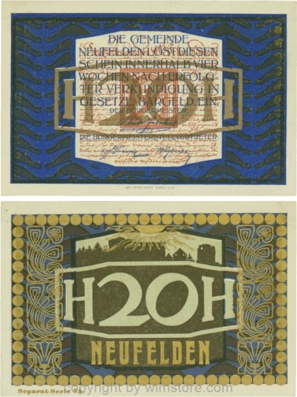 Neufelden, S0644IIc, 20 Heller, Separat-Serie 2A; 2