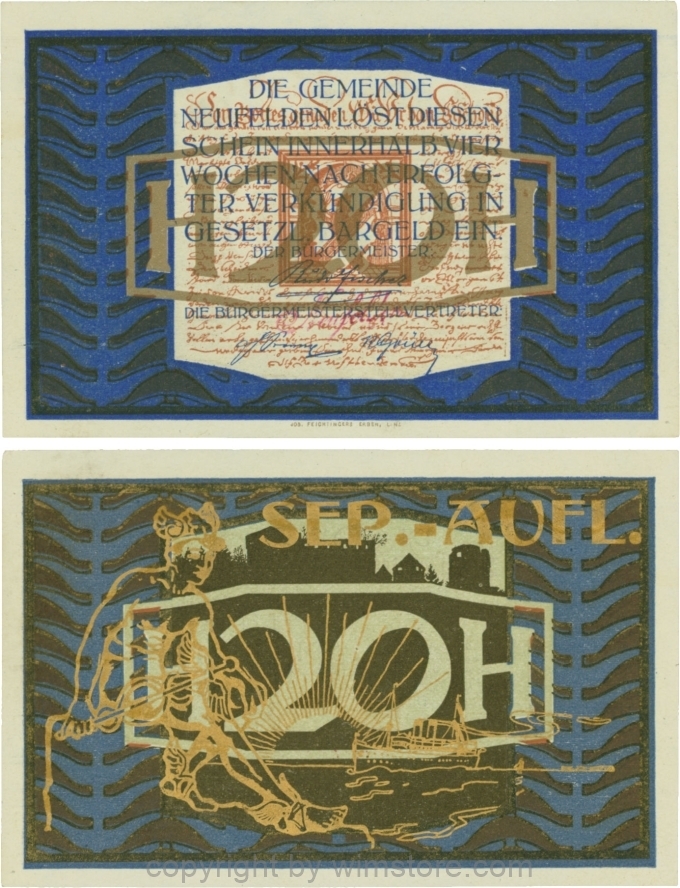 Neufelden, S0644IId, 20 Heller, Separat-Auflage, gold; 1-