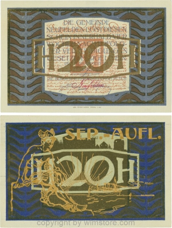 Neufelden, S0644IId, 20 Heller, Separat-Auflage, gold; 1-