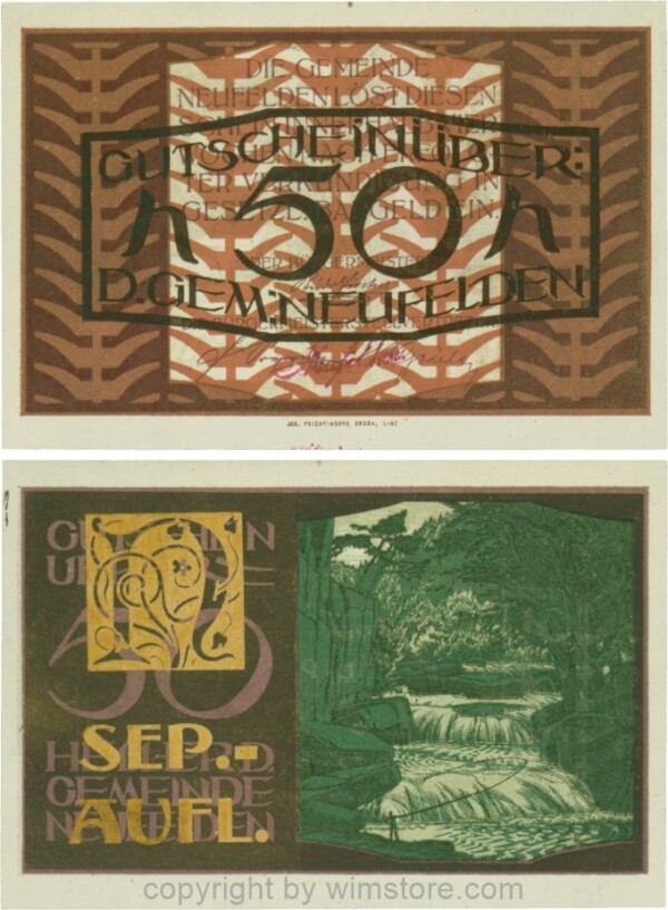 Neufelden, S0644IId, 50 Heller, Separat-Auflage, gold; 1-