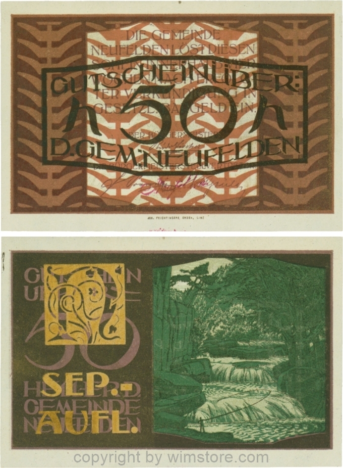 Neufelden, S0644IId, 50 Heller, Separat-Auflage, gold; 1-