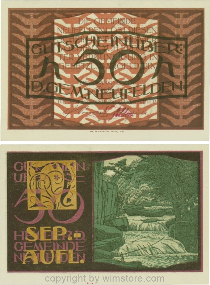Neufelden, S0644IId, 50 Heller, Separat-Auflage, gold; 1-