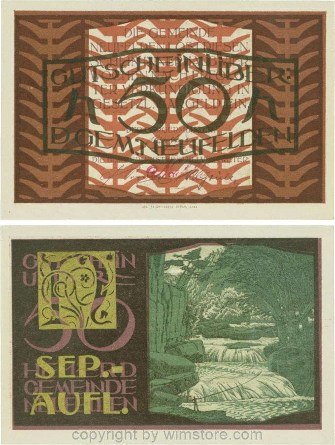 Neufelden, S0644IIe, 50 Heller, Separat-Auflage, grünbronze; 1-