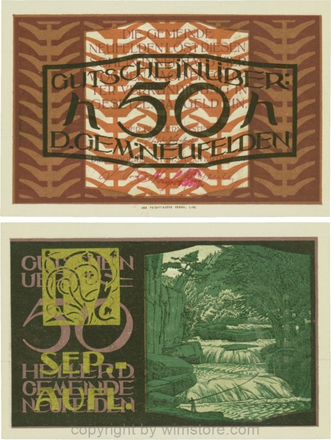 Neufelden, S0644IIe, 50 Heller, Separat-Auflage, grünbronze; 1-