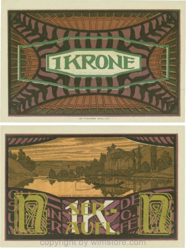 Neufelden, S0644IIe, 1 Krone, Separat-Auflage, grünbronze; 2 (Neufeldenstempel fehlt).