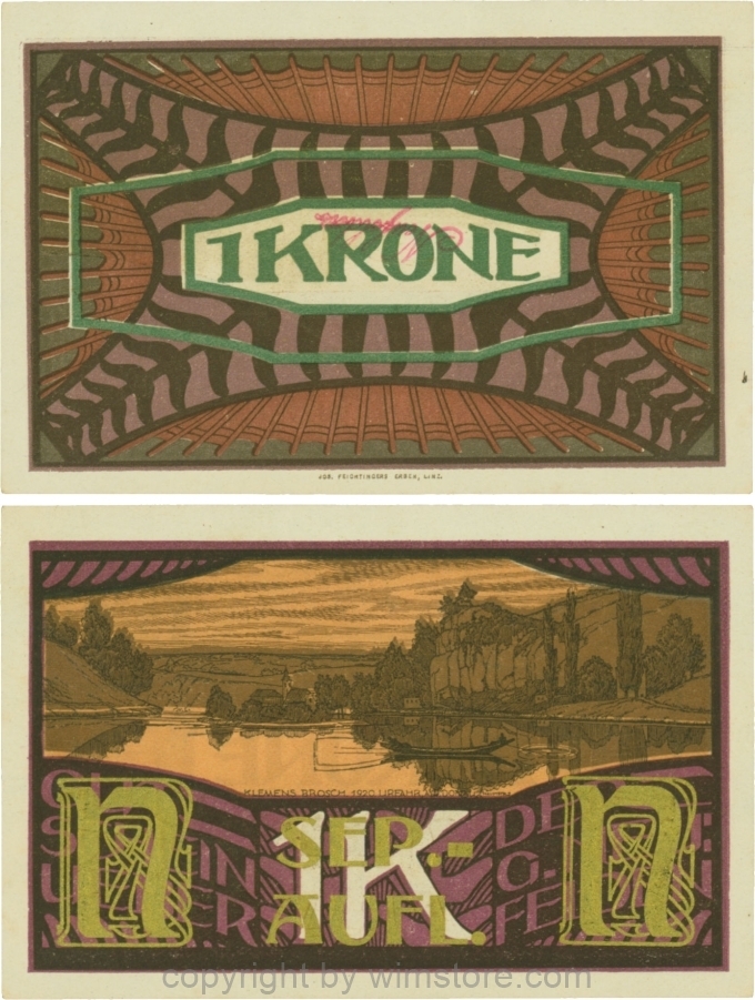 Neufelden, S0644IIe, 1 Krone, Separat-Auflage, grünbronze; 2 (Neufeldenstempel kopfstehend).