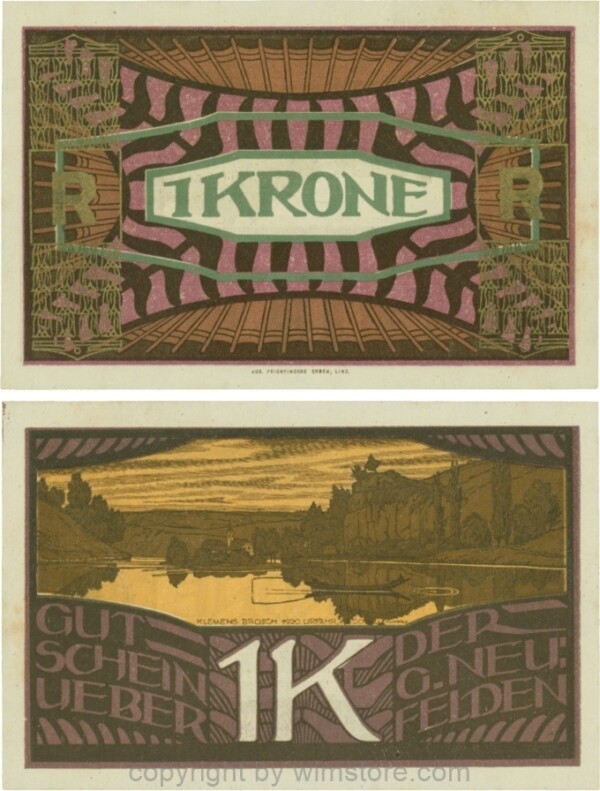 Neufelden, S0644VR, 1 Krone, Buchstabe R, Druck gold; 2