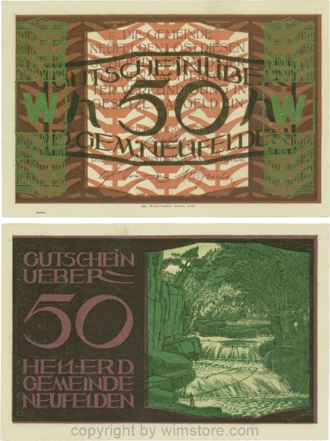 Neufelden, S0644VW, 50 Heller, Buchstabe W, Druck grünbronze; 2