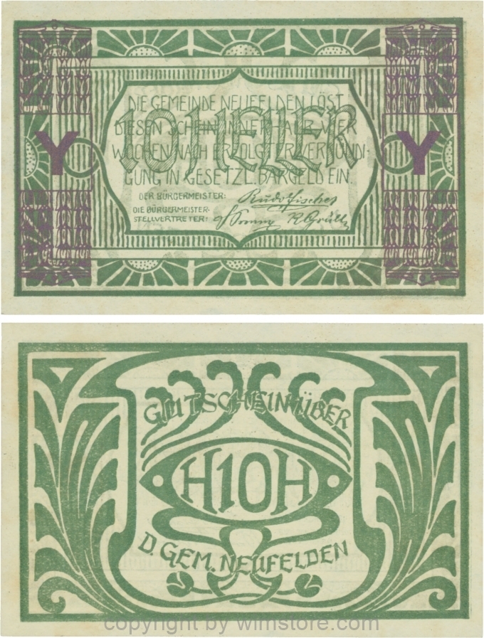 Neufelden, S0644VY, 10 Heller, Buchstabe Y, Druck violettbronze; 2