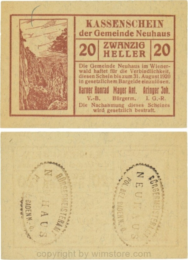 Neuhaus, G0646b, 20 Heller, 2 x gestempelt; 2