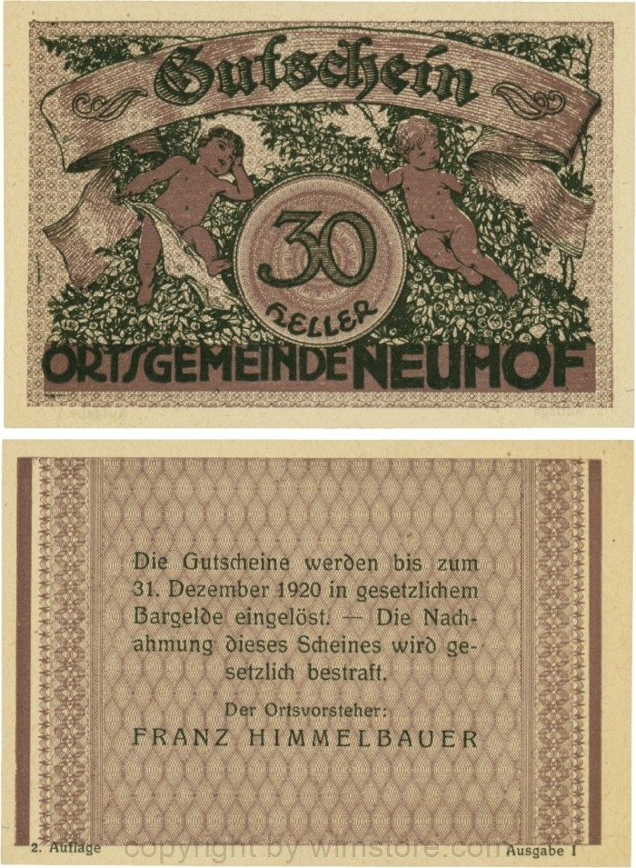 Neuhof, S0647IIa, 30 Heller, 2. Auflage, Ausgabe I; 1