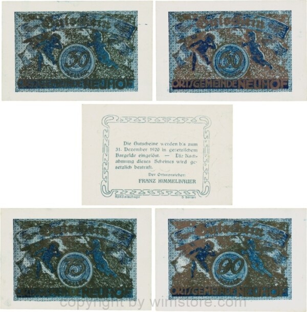 Neuhof, S0647IIi, Serie 30, 50, 75 und 90 Heller, Spezialauflage, nur 5 Serien; 1-, RRR!