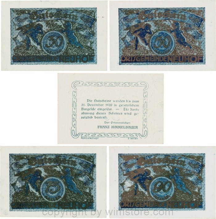 Neuhof, S0647IIi, Serie 30, 50, 75 und 90 Heller, Spezialauflage, nur 5 Serien; 1-, RRR!