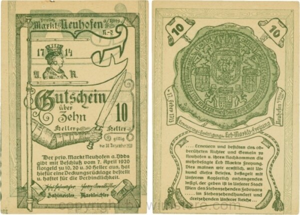 Neuhofen a.d. Ybbs - Markt, G0651a, 10 Heller, Papier dicht, Druckfehler: Druck verschoben; 1-2