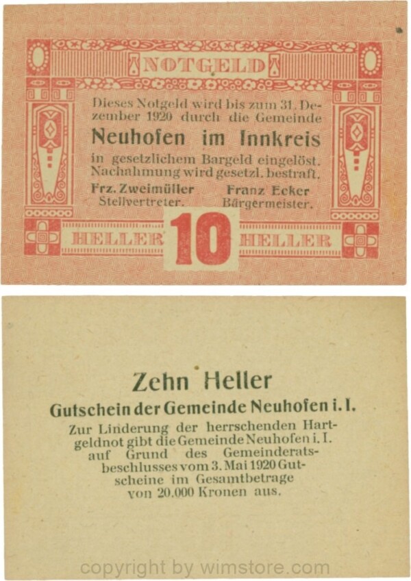 Neuhofen im Innkreis, G0652I04, 10 Heller, Verzierung II; 1