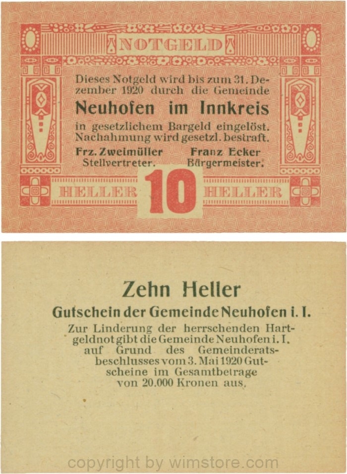 Neuhofen im Innkreis, G0652I07, 10 Heller, Verzierung III; 1