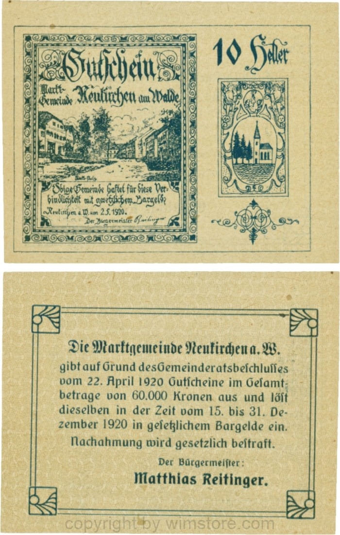 Neukirchen am Walde, G0655Ia10, 10 Heller, Schein 10; 1-