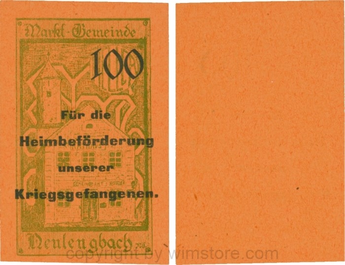 vn100458 Neulengbach, G0659d, 100 Heller, "Für die Heimbeförderung unserer Kriegsgefangenen", großer Wert; 1
