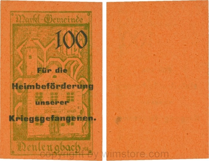 vn100459 Neulengbach, G0659d, 100 Heller, "Für die Heimbeförderung unserer Kriegsgefangenen", großer Wert; 1