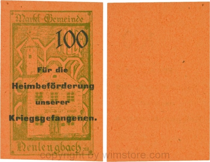 vn100460 Neulengbach, G0659d, 100 Heller, "Für die Heimbeförderung unserer Kriegsgefangenen", großer Wert; 1