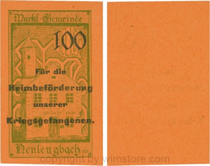 vn100465 Neulengbach, G0659d, 100 Heller, "Für die Heimbeförderung unserer Kriegsgefangenen", großer Wert; 1