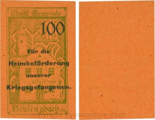 Neulengbach, G0659d, 100 Heller, "Für die Heimbeförderung unserer Kriegsgefangenen", großer Wert; 1