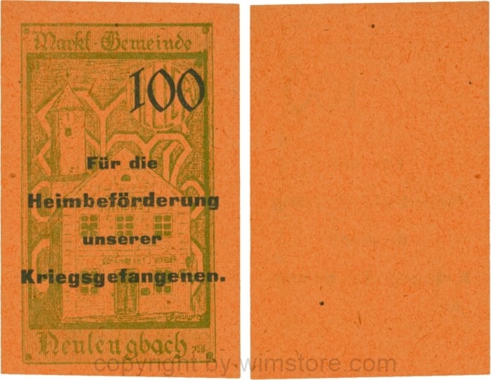 vn100466 Neulengbach, G0659d, 100 Heller, "Für die Heimbeförderung unserer Kriegsgefangenen", großer Wert; 1