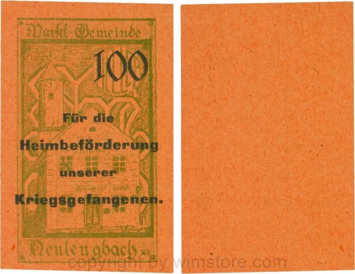 vn100468 Neulengbach, G0659d, 100 Heller, "Für die Heimbeförderung unserer Kriegsgefangenen", großer Wert; 1