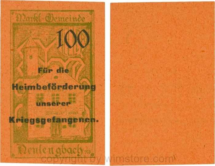 vn100469 Neulengbach, G0659d, 100 Heller, "Für die Heimbeförderung unserer Kriegsgefangenen", großer Wert; 1