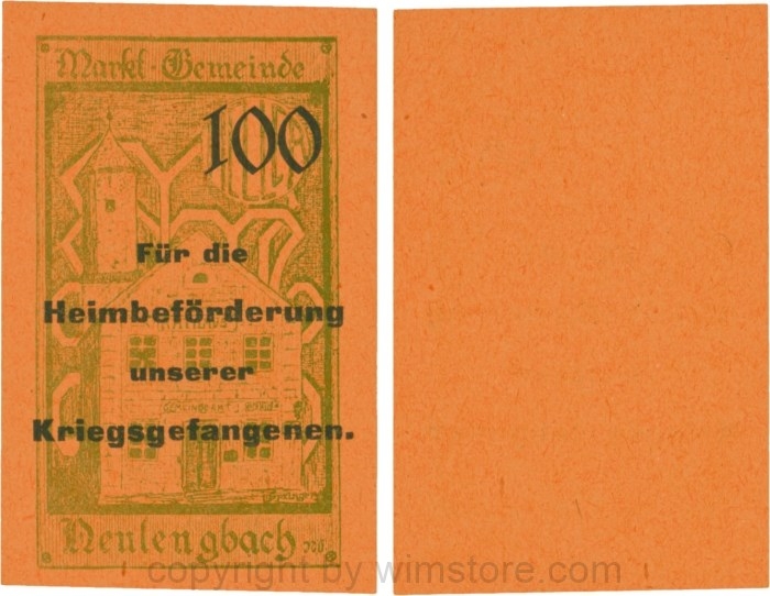 vn100473 Neulengbach, G0659d, 100 Heller, "Für die Heimbeförderung unserer Kriegsgefangenen", großer Wert; 1