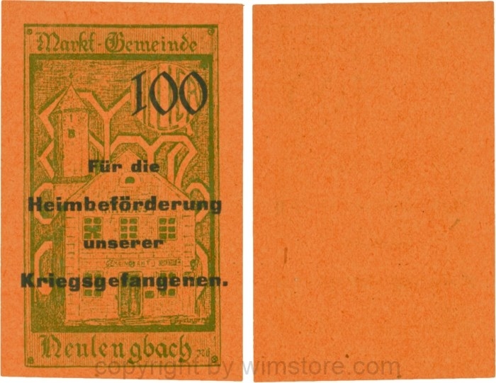 vn100477 Neulengbach, G0659d, 100 Heller, "Für die Heimbeförderung unserer Kriegsgefangenen", großer Wert; 1