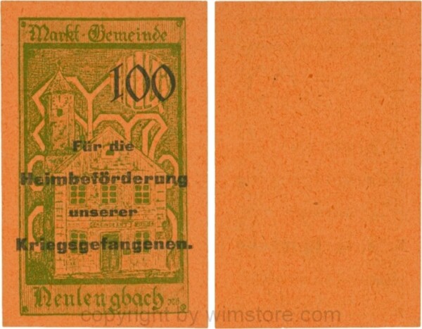Neulengbach, G0659d, 100 Heller, "Für die Heimbeförderung unserer Kriegsgefangenen", großer Wert; 1