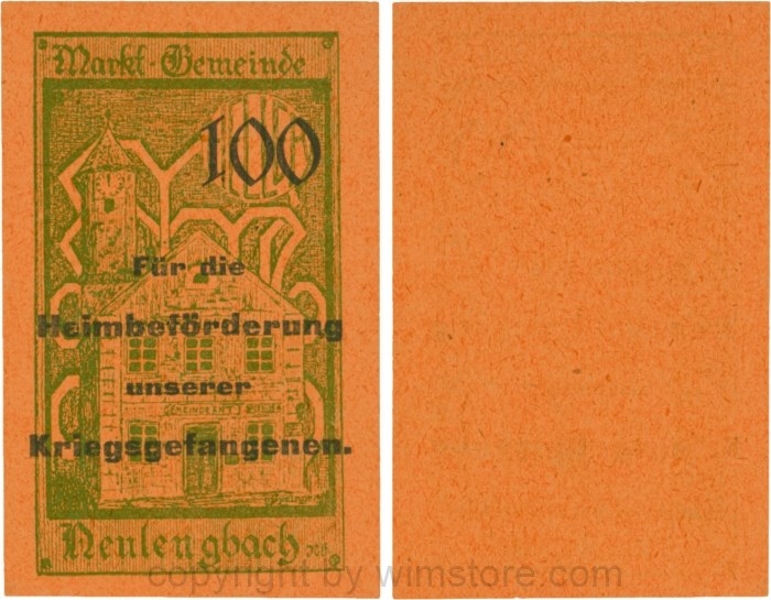 vn100478 Neulengbach, G0659d, 100 Heller, "Für die Heimbeförderung unserer Kriegsgefangenen", großer Wert; 1
